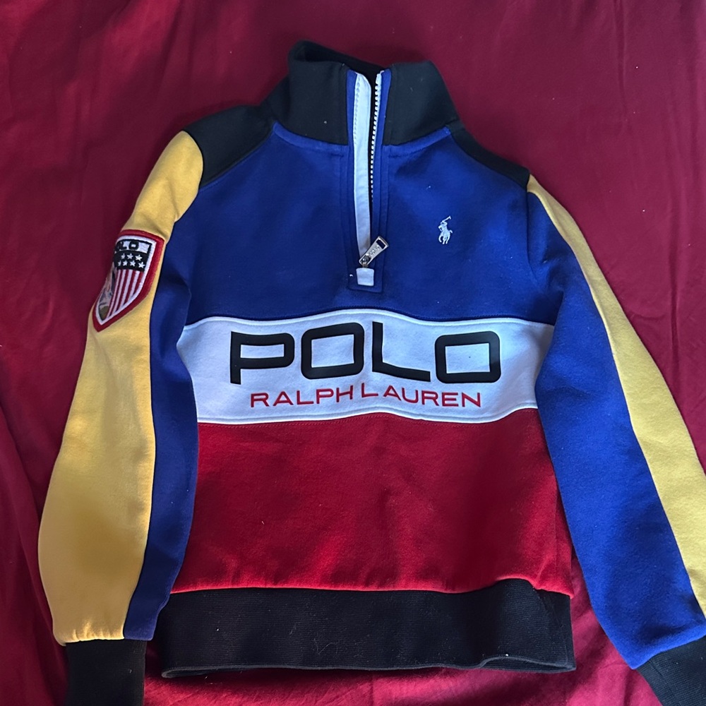 Ralph Lauren Blue, Red & Yellow Colorblock Quarter-Zip Pullover